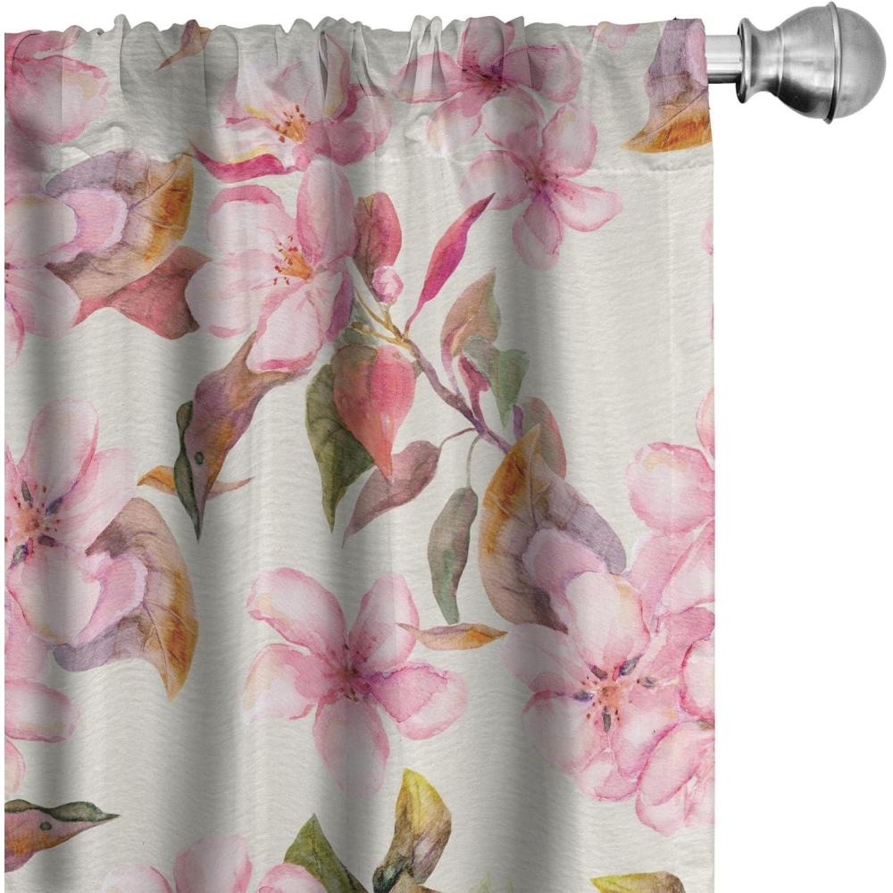 imageAmbesonne Flowers Curtains Watercolor Floral Design with Neutral Colors Boho Leaves Autumn Vibes Window Treatments 2 Panel Set for Living Room Bedroom Pair of 28quot x 63quot Deep Sky Blue Sand BrownPale Pink Fawn Cream