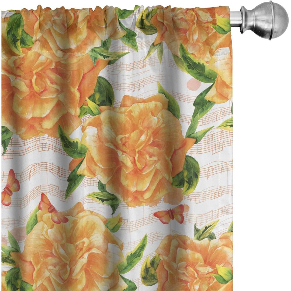 imageAmbesonne Flowers Curtains Watercolor Floral Design with Neutral Colors Boho Leaves Autumn Vibes Window Treatments 2 Panel Set for Living Room Bedroom Pair of  28quot x 63quot Deep Sky Blue Sand BrownMarigold Fern Green