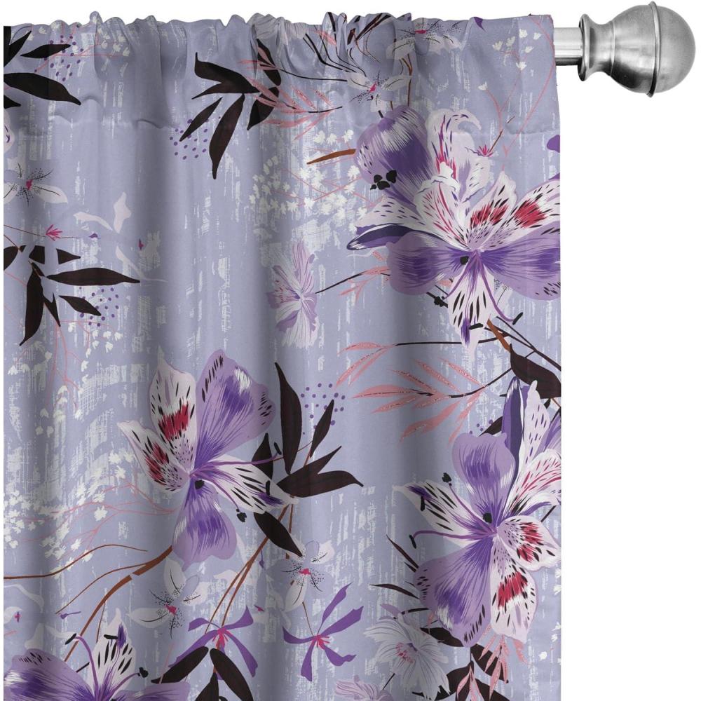 imageAmbesonne Flowers Curtains Watercolor Floral Design with Neutral Colors Boho Leaves Autumn Vibes Window Treatments 2 Panel Set for Living Room Bedroom Pair of 28quot x 63quot Deep Sky Blue Sand BrownPale Purple Pastel Purple