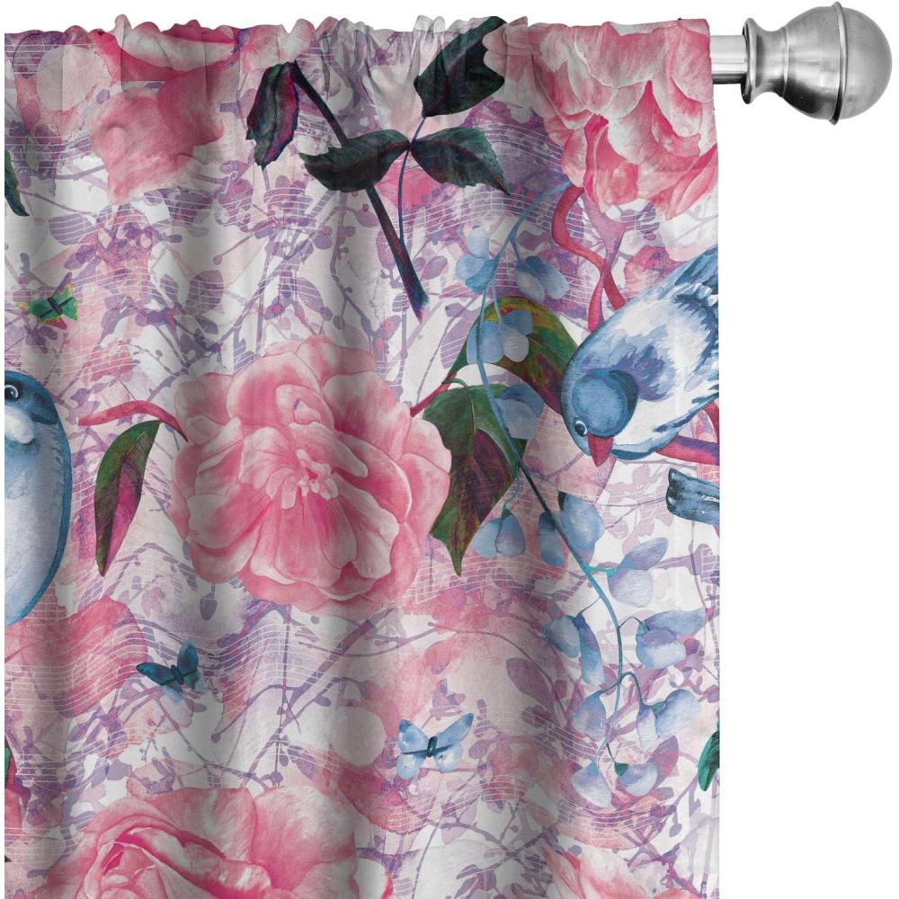imageAmbesonne Flowers Curtains Watercolor Floral Design with Neutral Colors Boho Leaves Autumn Vibes Window Treatments 2 Panel Set for Living Room Bedroom Pair of 28quot x 63quot Deep Sky Blue Sand BrownHot Pink and Pale Blue