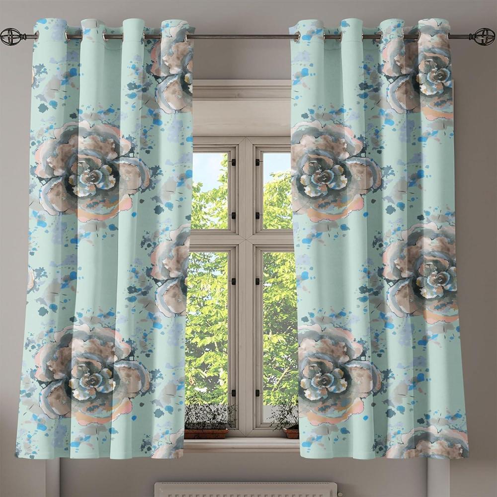 imageAmbesonne Jungle Boho Grommet Curtain Dreamy Silhouettes of Flowers Vintage Drawn with Lines Neutral Art Decorative 2Panel Window Drapes for Bedroom Living Room 50quot x 63quot Almond Green Sea GreenWarm Taupe Almond Green