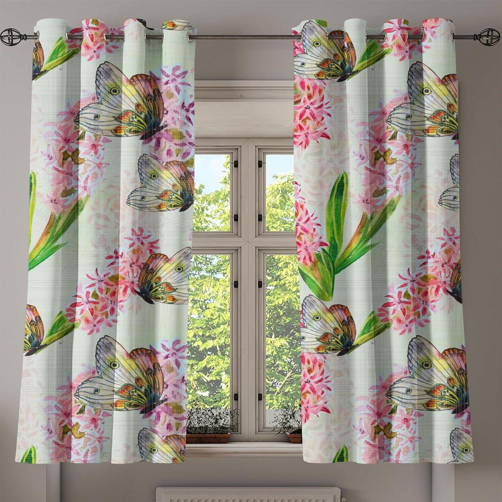 imageAmbesonne Jungle Boho Grommet Curtain Dreamy Silhouettes of Flowers Vintage Drawn with Lines Neutral Art Decorative 2Panel Window Drapes for Bedroom Living Room 50quot x 63quot Almond Green Sea GreenPink Fern Green