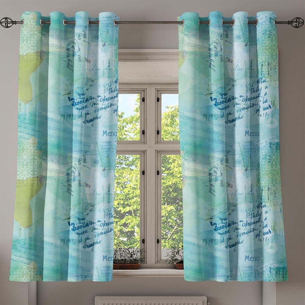 imageAmbesonne Jungle Boho Grommet Curtain Dreamy Silhouettes of Flowers Vintage Drawn with Lines Neutral Art Decorative 2Panel Window Drapes for Bedroom Living Room 50quot x 63quot Almond Green Sea GreenApple Green and Seafoam