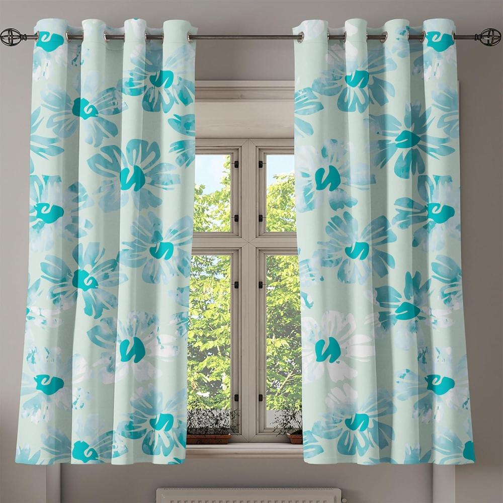 imageAmbesonne Jungle Boho Grommet Curtain Dreamy Silhouettes of Flowers Vintage Drawn with Lines Neutral Art Decorative 2Panel Window Drapes for Bedroom Living Room 50quot x 63quot Almond Green Sea GreenDark Seafoam Almond Green
