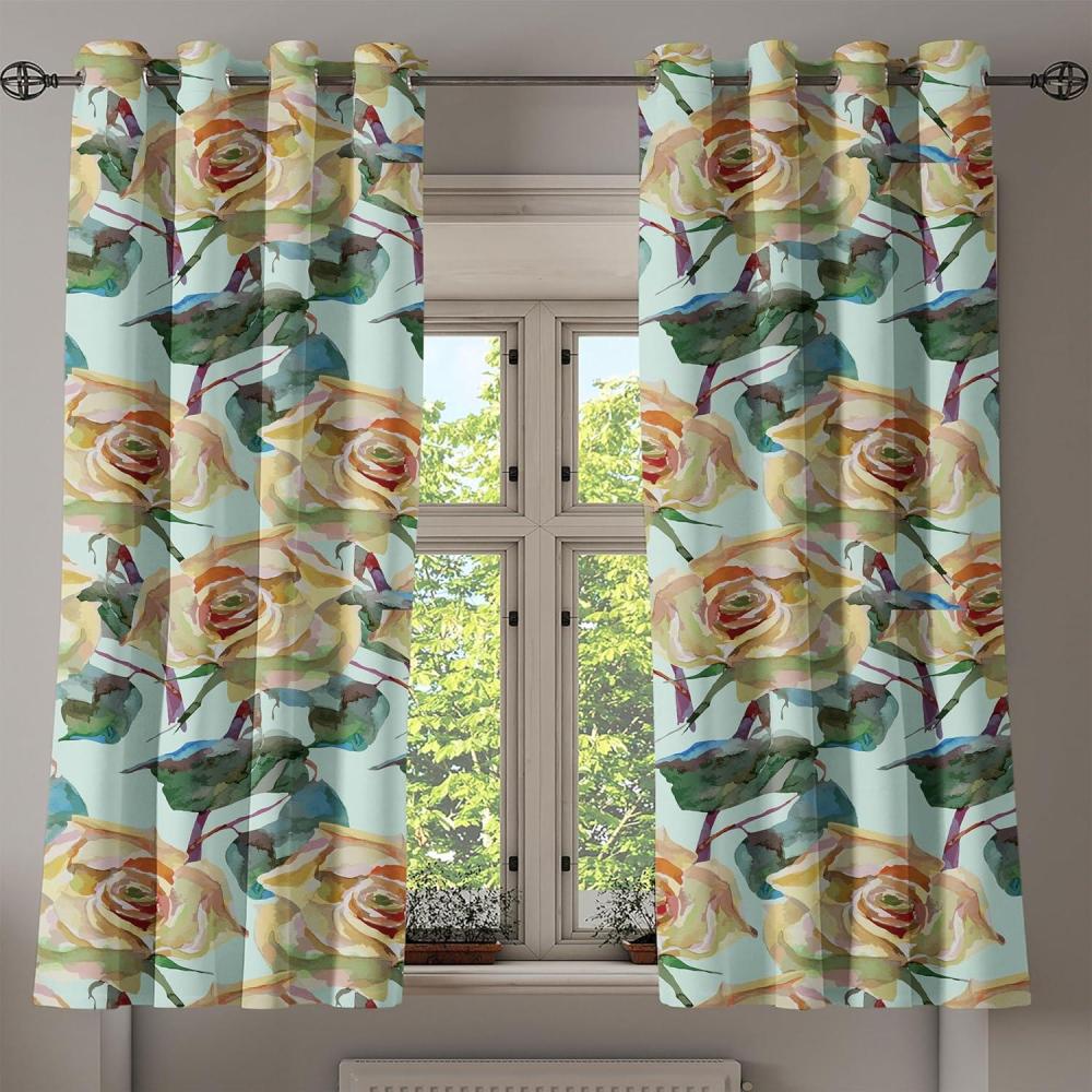 imageAmbesonne Jungle Boho Grommet Curtain Dreamy Silhouettes of Flowers Vintage Drawn with Lines Neutral Art Decorative 2Panel Window Drapes for Bedroom Living Room 50quot x 63quot Almond Green Sea GreenAvocado Green Jade Green