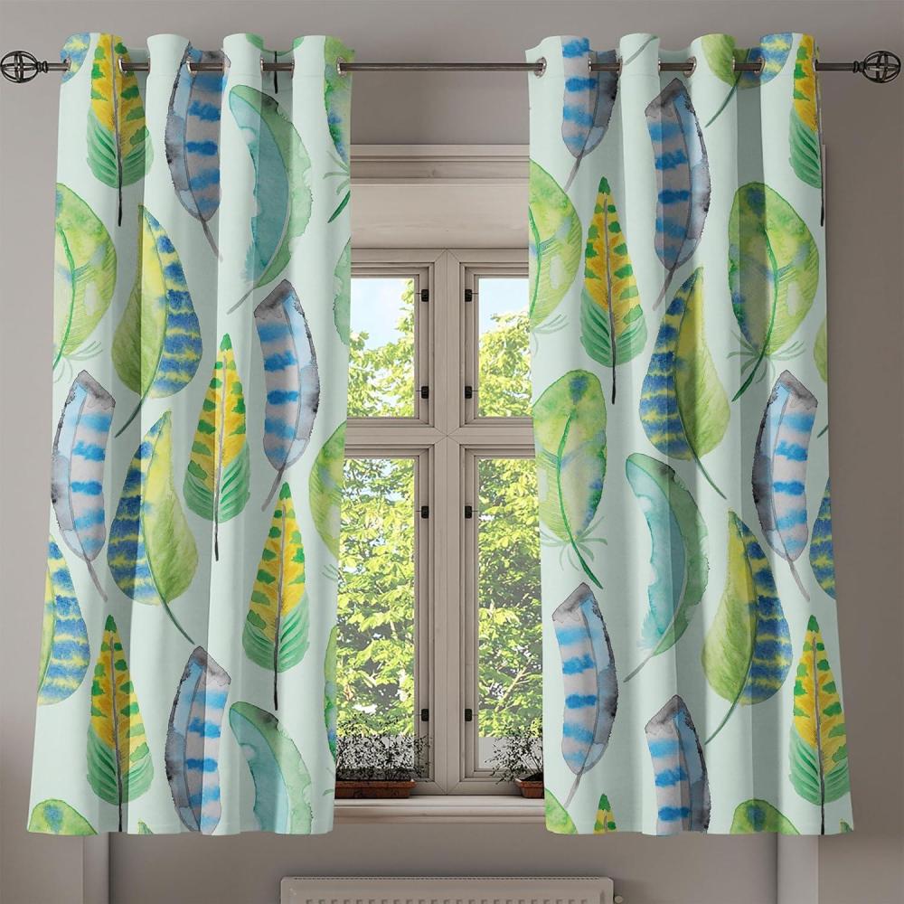 imageAmbesonne Jungle Boho Grommet Curtain Dreamy Silhouettes of Flowers Vintage Drawn with Lines Neutral Art Decorative 2Panel Window Drapes for Bedroom Living Room 50quot x 63quot Almond Green Sea GreenLime Green Mint Green