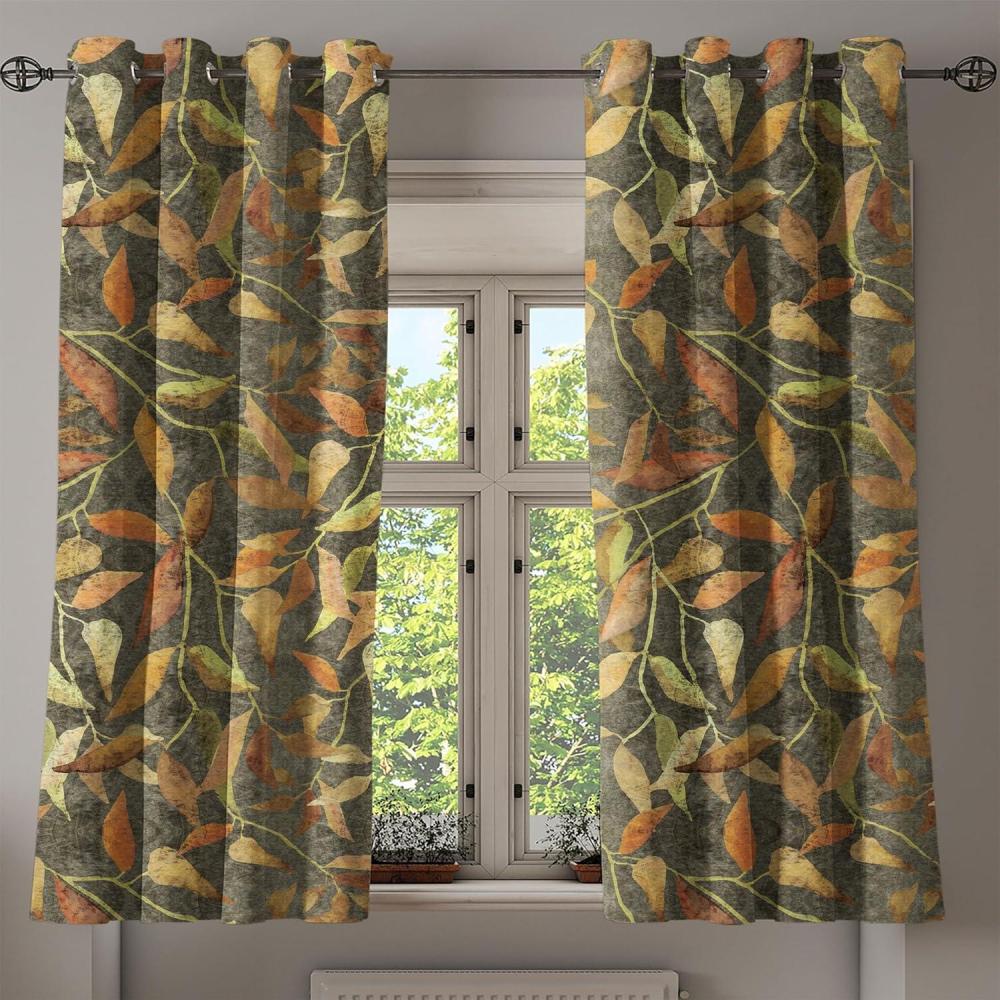 imageAmbesonne Jungle Boho Grommet Curtain Dreamy Silhouettes of Flowers Vintage Drawn with Lines Neutral Art Decorative 2Panel Window Drapes for Bedroom Living Room 50quot x 63quot Almond Green Sea GreenApple Green Pale Coffee