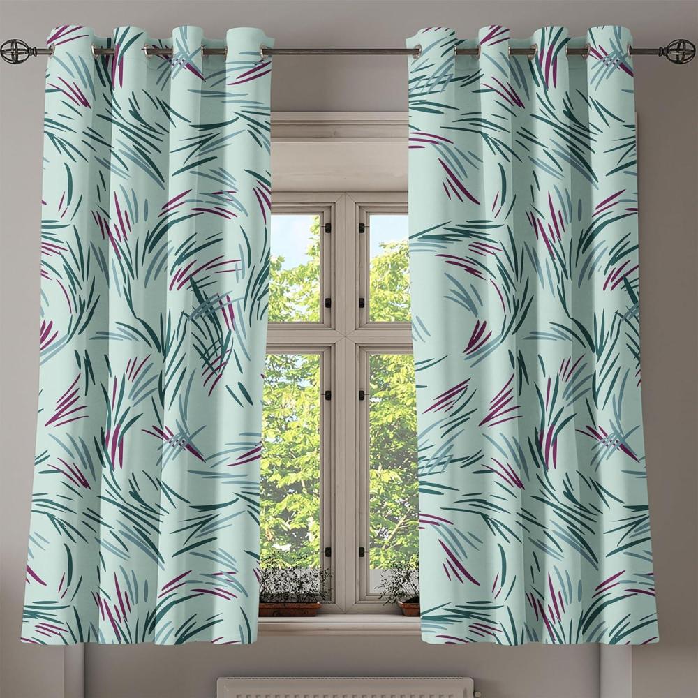 imageAmbesonne Jungle Boho Grommet Curtain Dreamy Silhouettes of Flowers Vintage Drawn with Lines Neutral Art Decorative 2Panel Window Drapes for Bedroom Living Room 50quot x 63quot Almond Green Sea GreenMint Green and Cadet Blue