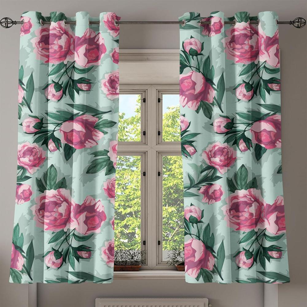 imageAmbesonne Jungle Boho Grommet Curtain Dreamy Silhouettes of Flowers Vintage Drawn with Lines Neutral Art Decorative 2Panel Window Drapes for Bedroom Living Room 50quot x 63quot Almond Green Sea GreenAlmond Green Magenta Teal