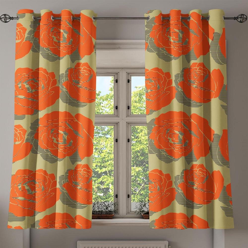 imageAmbesonne Jungle Boho Grommet Curtain Dreamy Silhouettes of Flowers Vintage Drawn with Lines Neutral Art Decorative 2Panel Window Drapes for Bedroom Living Room 50quot x 63quot Almond Green Sea GreenVermilion Green Pistachio