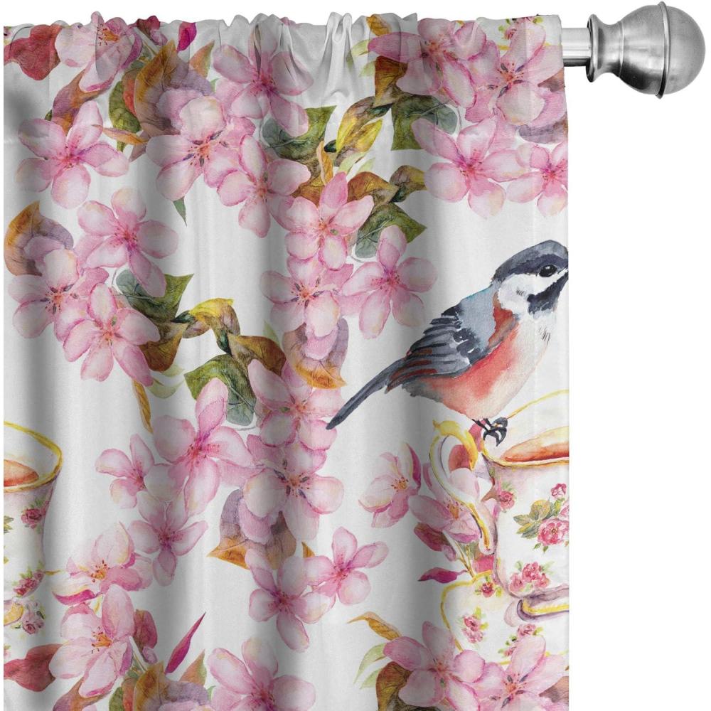 imageAmbesonne Leaf Print Curtains Neutral Toned Woodland Branches Leaves Design on Grunge Striped Back Window Treatments 2 Panel Set for Living Room Bedroom Pair of 28quot x 95quot Grey Teal Pale RedwoodOff White Pale Pink