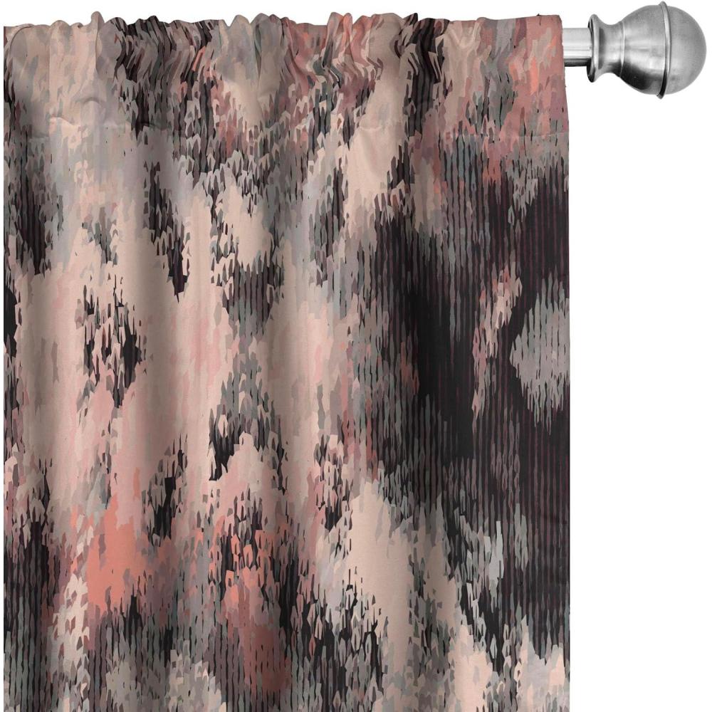 imageAmbesonne Leaf Print Curtains Neutral Toned Woodland Branches Leaves Design on Grunge Striped Back Window Treatments 2 Panel Set for Living Room Bedroom Pair of 28quot x 95quot Grey Teal Pale RedwoodBlush Charcoal Grey
