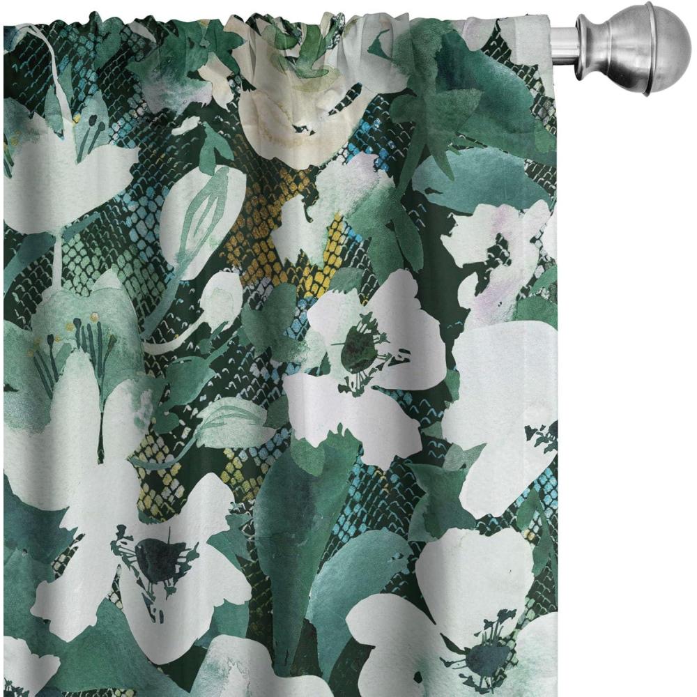 imageAmbesonne Leaf Print Curtains Neutral Toned Woodland Branches Leaves Design on Grunge Striped Back Window Treatments 2 Panel Set for Living Room Bedroom Pair of 28quot x 95quot Grey Teal Pale RedwoodHunter Green and Beige