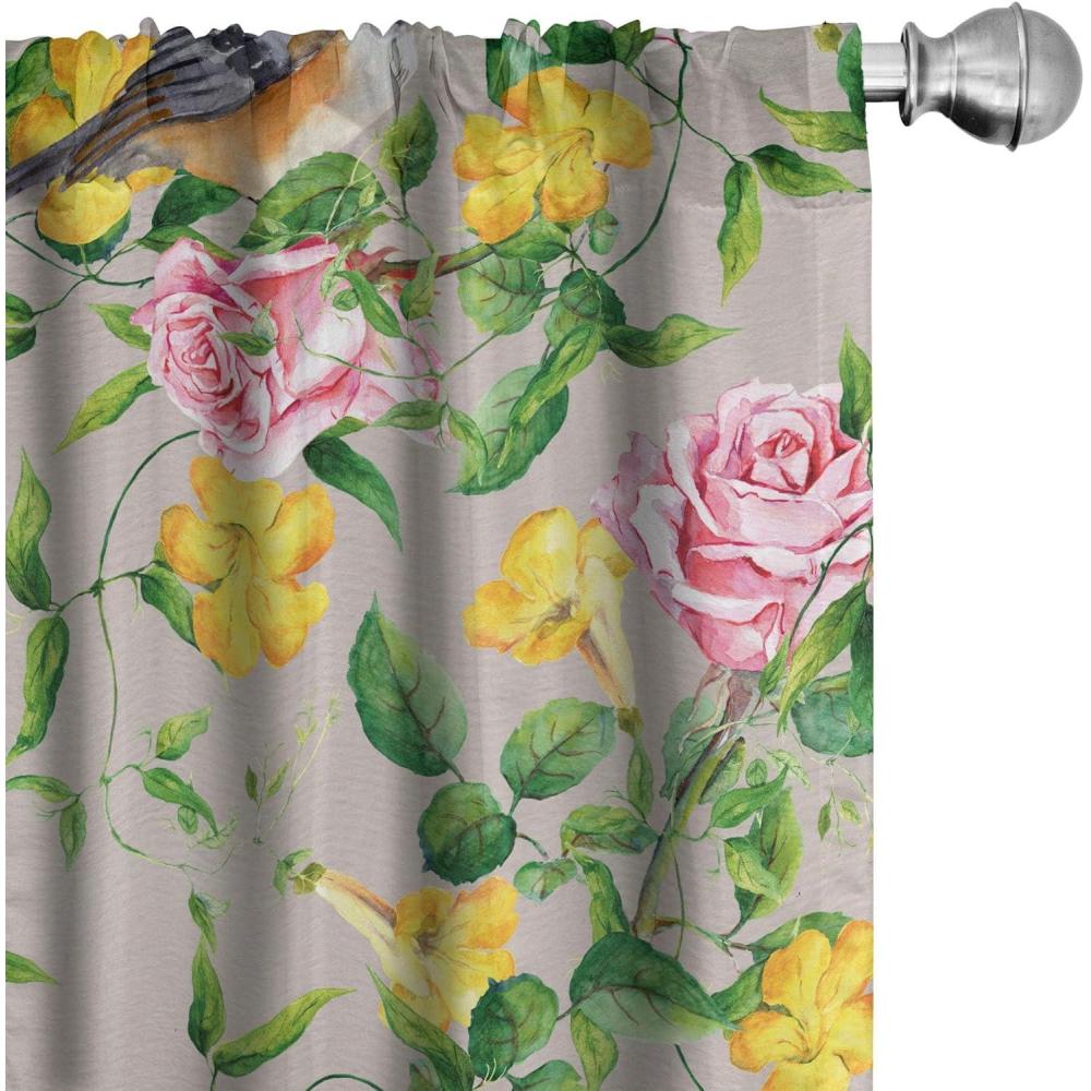 imageAmbesonne Leaf Print Curtains Neutral Toned Woodland Branches Leaves Design on Grunge Striped Back Window Treatments 2 Panel Set for Living Room Bedroom Pair of 28quot x 95quot Grey Teal Pale RedwoodMustard Fern Green Blush