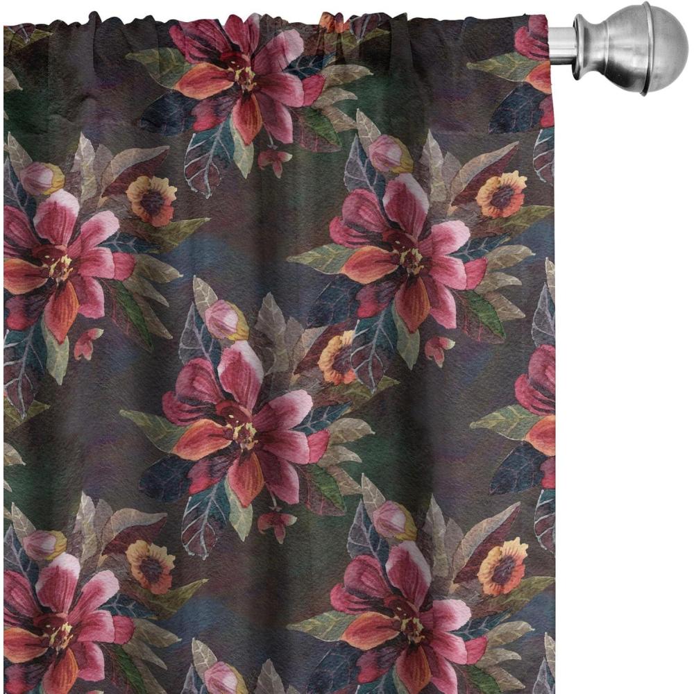 imageAmbesonne Leaf Print Curtains Neutral Toned Woodland Branches Leaves Design on Grunge Striped Back Window Treatments 2 Panel Set for Living Room Bedroom Pair of 28quot x 95quot Grey Teal Pale RedwoodDark Pink Reseda Green