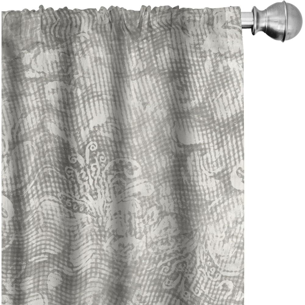 imageAmbesonne Leaf Print Curtains Neutral Toned Woodland Branches Leaves Design on Grunge Striped Back Window Treatments 2 Panel Set for Living Room Bedroom Pair of 28quot x 95quot Grey Teal Pale RedwoodDark Eggshell and Ivory