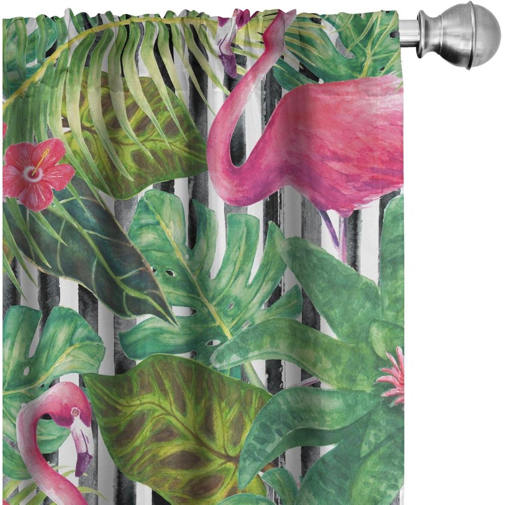imageAmbesonne Leaf Print Curtains Neutral Toned Woodland Branches Leaves Design on Grunge Striped Back Window Treatments 2 Panel Set for Living Room Bedroom Pair of 28quot x 95quot Grey Teal Pale RedwoodHot Pink Jade Green
