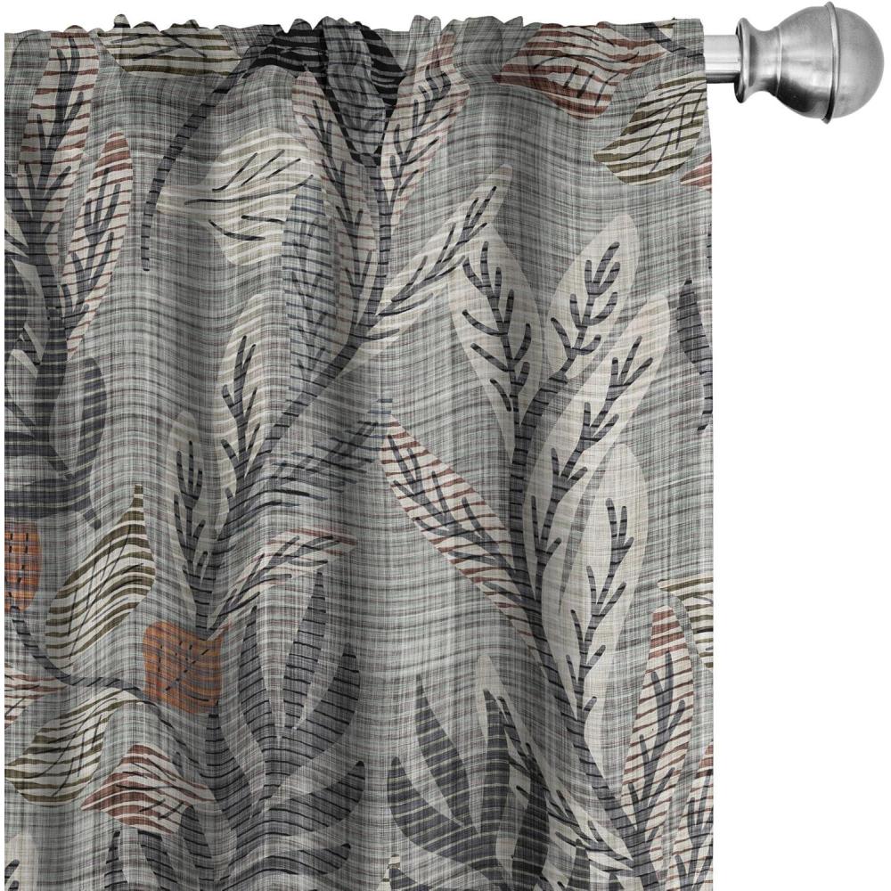 imageAmbesonne Leaf Print Curtains Neutral Toned Woodland Branches Leaves Design on Grunge Striped Back Window Treatments 2 Panel Set for Living Room Bedroom Pair of 28quot x 95quot Grey Teal Pale RedwoodGrey Teal Pale Redwood