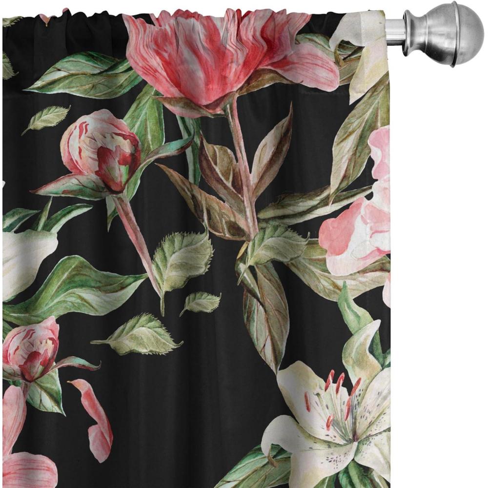imageAmbesonne Leaf Print Curtains Neutral Toned Woodland Branches Leaves Design on Grunge Striped Back Window Treatments 2 Panel Set for Living Room Bedroom Pair of 28quot x 95quot Grey Teal Pale RedwoodCoral Fern Green