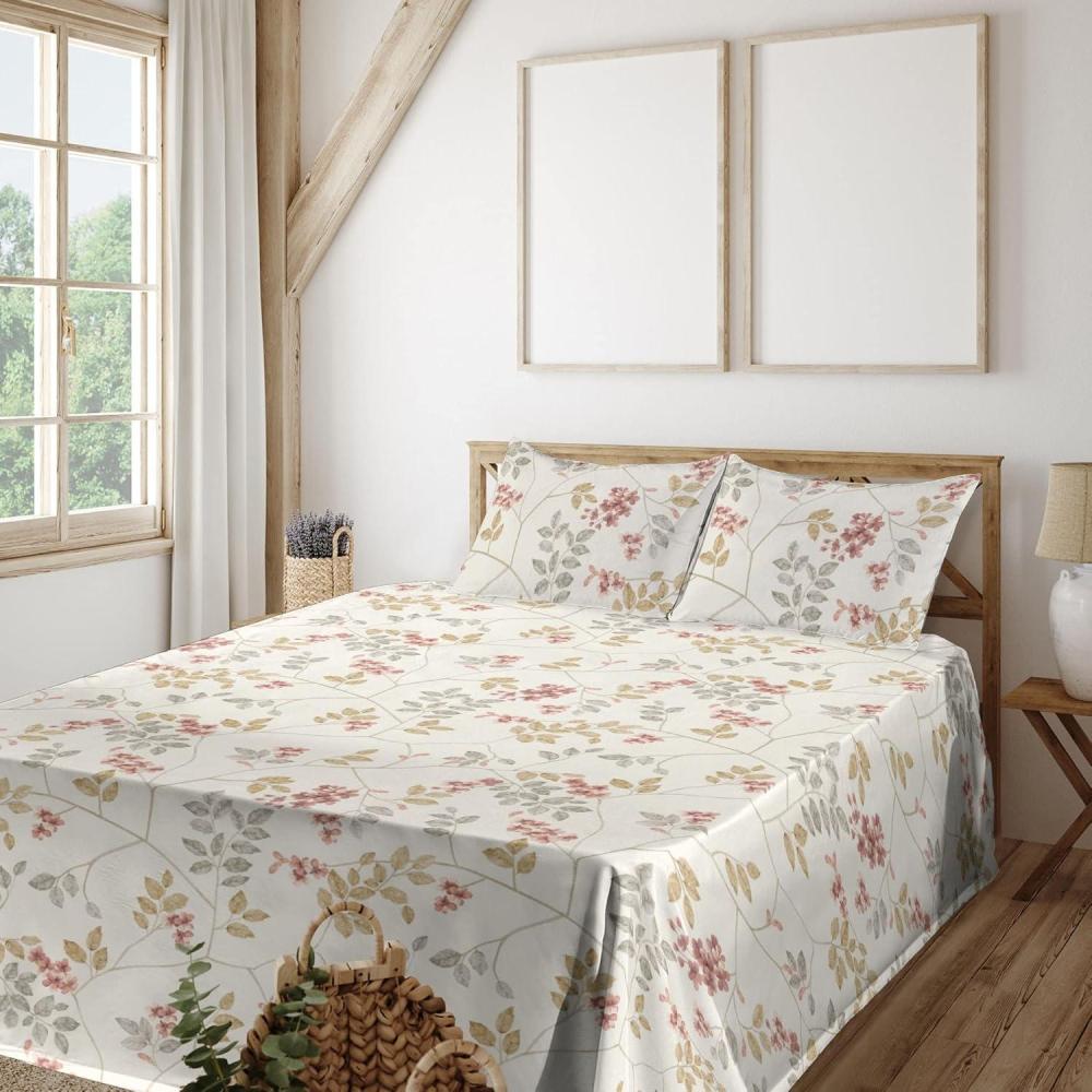 imageAmbesonne Meadow Vibes Sheet Set Line Art Neutral Colors Boho Pampas Design on Geometric Back Print Fitted and Flat Sheet with Pillowcase Bedding Accent 3 Piece Set Twin Pale Salmon Off WhitePale Ruby Avocado Green