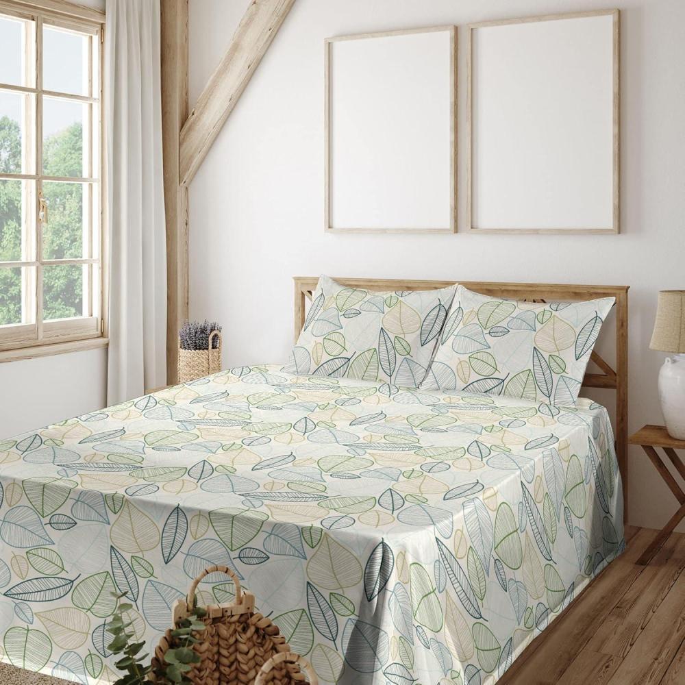imageAmbesonne Meadow Vibes Sheet Set Line Art Neutral Colors Boho Pampas Design on Geometric Back Print Fitted and Flat Sheet with Pillowcase Bedding Accent 3 Piece Set Twin Pale Salmon Off WhiteDark Ceil Blue and Fern Green