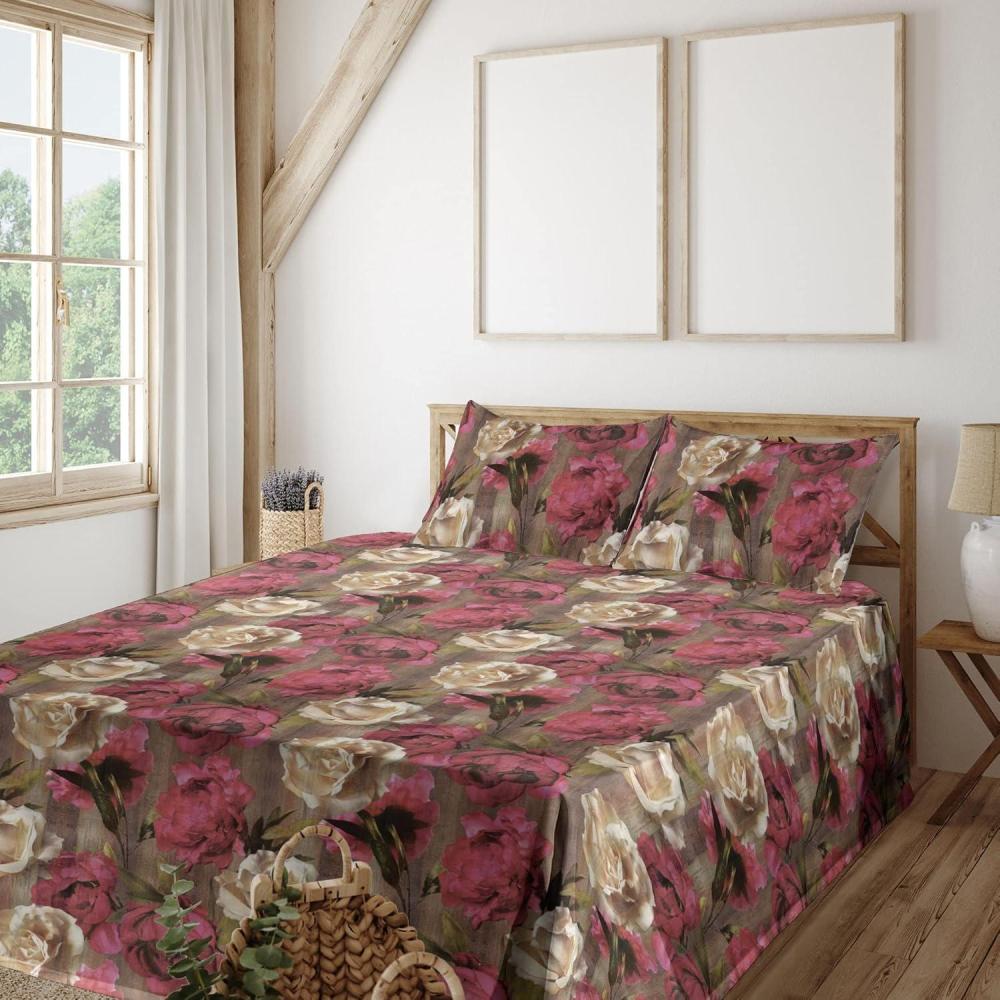 imageAmbesonne Meadow Vibes Sheet Set Line Art Neutral Colors Boho Pampas Design on Geometric Back Print Fitted and Flat Sheet with Pillowcase Bedding Accent 3 Piece Set Twin Pale Salmon Off WhiteHot Pink Champagne