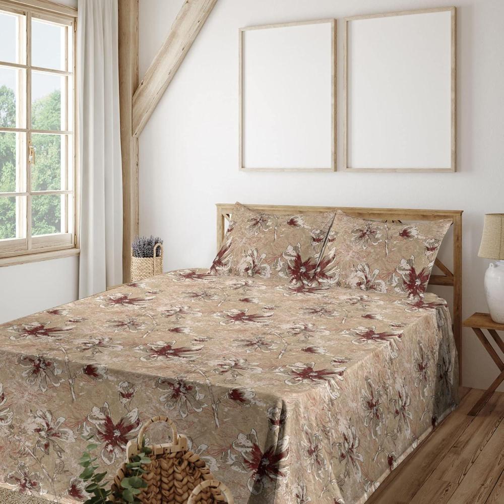imageAmbesonne Meadow Vibes Sheet Set Line Art Neutral Colors Boho Pampas Design on Geometric Back Print Fitted and Flat Sheet with Pillowcase Bedding Accent 3 Piece Set Twin Pale Salmon Off WhitePale Brown Dark Brown Tan