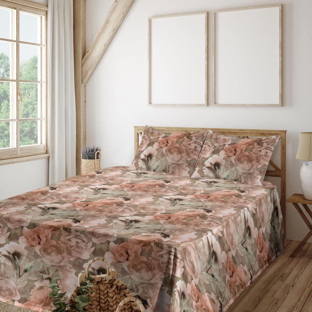 imageAmbesonne Meadow Vibes Sheet Set Line Art Neutral Colors Boho Pampas Design on Geometric Back Print Fitted and Flat Sheet with Pillowcase Bedding Accent 3 Piece Set Twin Pale Salmon Off WhiteRose Pale Green Pale Ruby