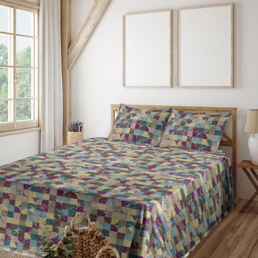 imageAmbesonne Meadow Vibes Sheet Set Line Art Neutral Colors Boho Pampas Design on Geometric Back Print Fitted and Flat Sheet with Pillowcase Bedding Accent 3 Piece Set Twin Pale Salmon Off WhiteAvocado Green Purple Teal