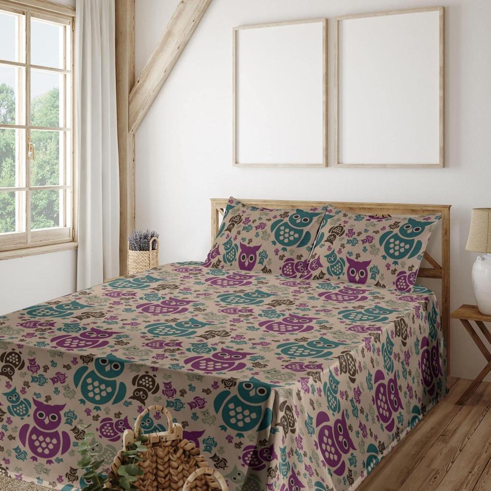 imageAmbesonne Meadow Vibes Sheet Set Line Art Neutral Colors Boho Pampas Design on Geometric Back Print Fitted and Flat Sheet with Pillowcase Bedding Accent 3 Piece Set Twin Pale Salmon Off WhitePurple Teal and Pastel Brown