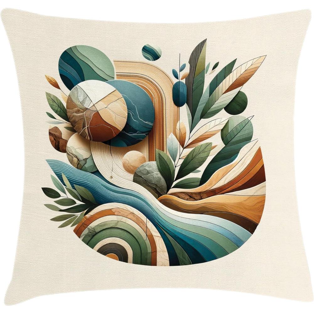 imageAmbesonne Monstera Throw Pillow Cushion Cover Minimalist Watercolor Floral Arrangement in Delicate Neutral Bluish Tones Decorative Square Accent Pillow Case 28quot X 28quot Blue Grey and BlushTeal Amber Olive Green