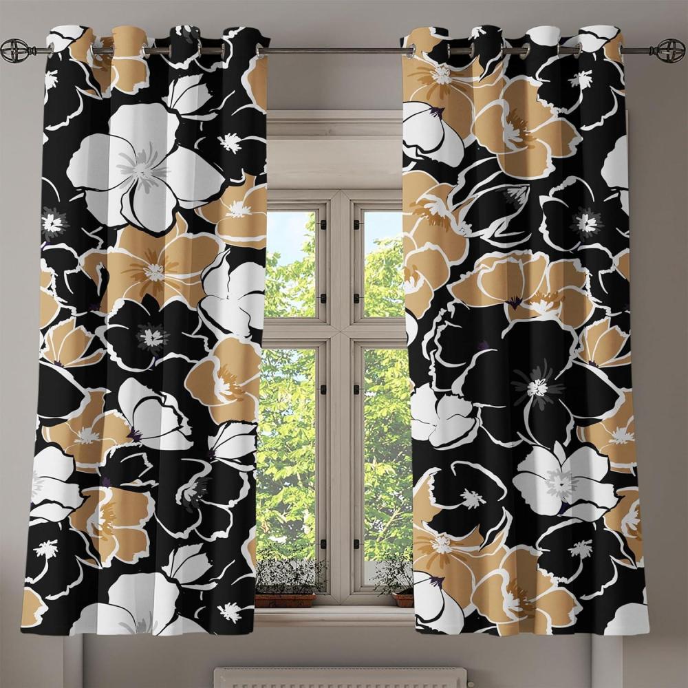 imageAmbesonne Moth Boho Grommet Curtain Neutral Chocolate Tones Wingy Animals with Cosmic Stars Moons and Stripes Print Decorative 2Panel Window Drapes for Bedroom Living Room 50quot x 72quot Sepia BeigeDark Mustard White