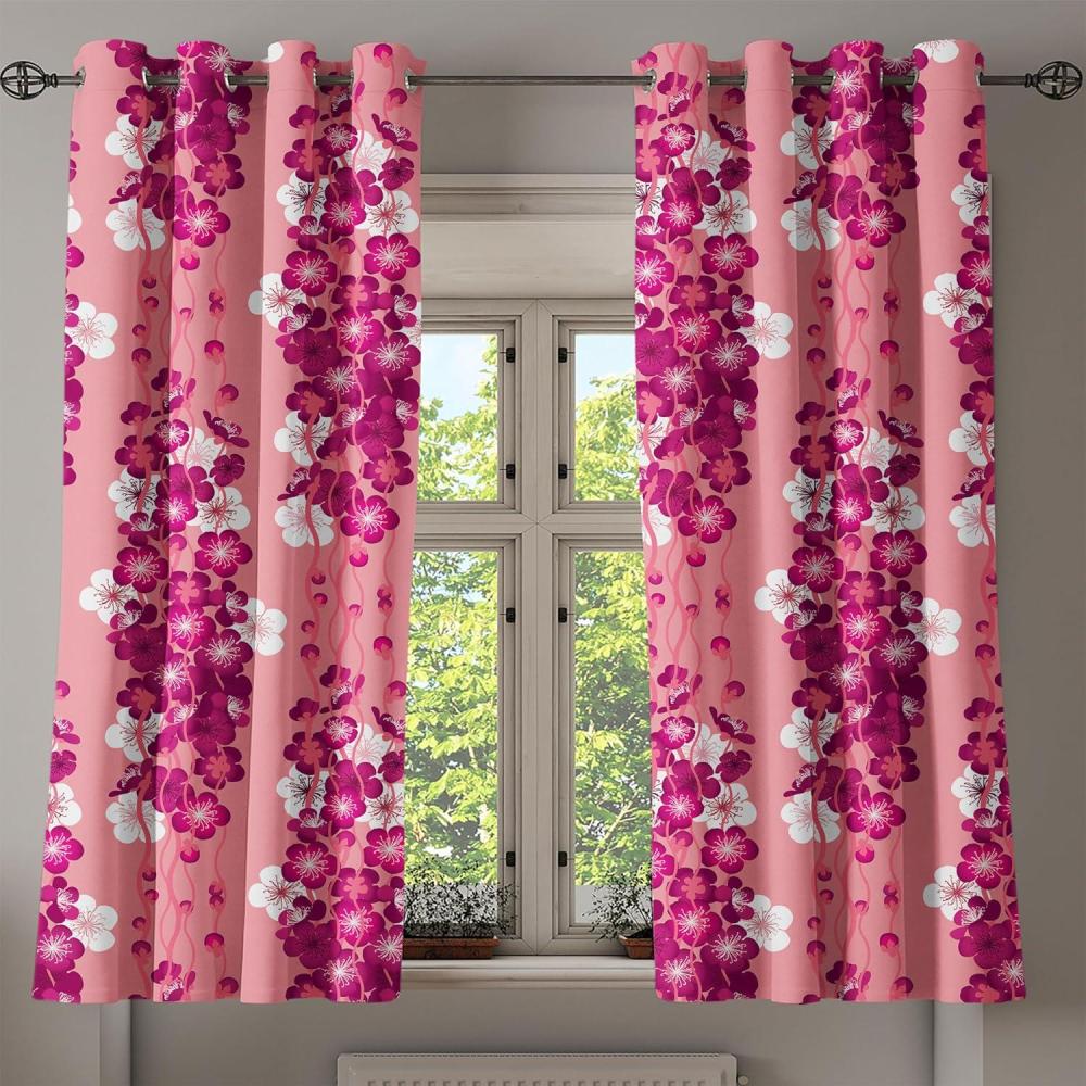 imageAmbesonne Moth Boho Grommet Curtain Neutral Chocolate Tones Wingy Animals with Cosmic Stars Moons and Stripes Print Decorative 2Panel Window Drapes for Bedroom Living Room 50quot x 72quot Sepia BeigePale Fuchsia and Pastel Pink