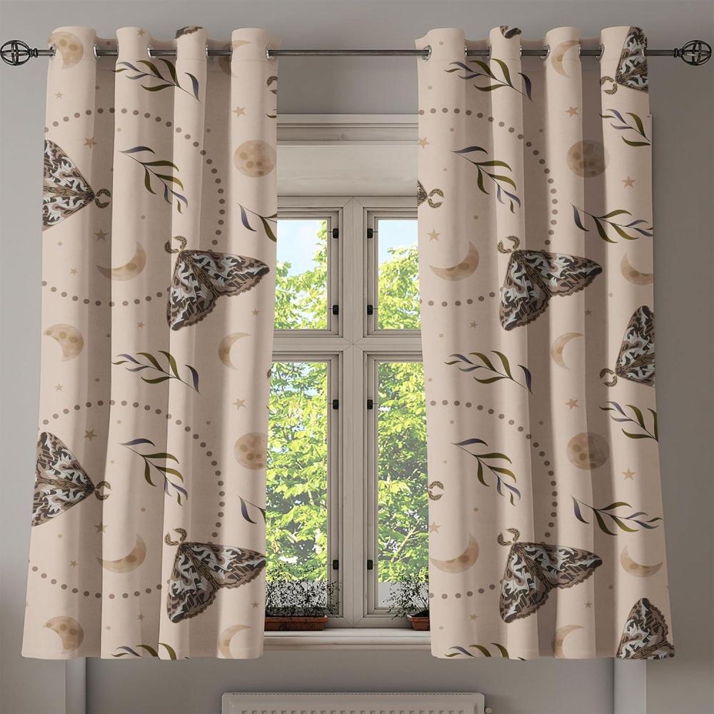 imageAmbesonne Moth Boho Grommet Curtain Neutral Chocolate Tones Wingy Animals with Cosmic Stars Moons and Stripes Print Decorative 2Panel Window Drapes for Bedroom Living Room 50quot x 72quot Sepia BeigePale Mustard Chocolate