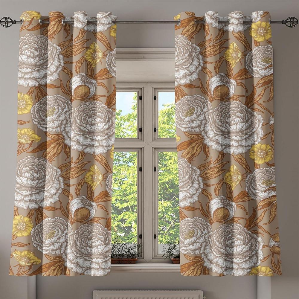 imageAmbesonne Moth Boho Grommet Curtain Neutral Chocolate Tones Wingy Animals with Cosmic Stars Moons and Stripes Print Decorative 2Panel Window Drapes for Bedroom Living Room 50quot x 72quot Sepia BeigePale Camel and Dark Mustard