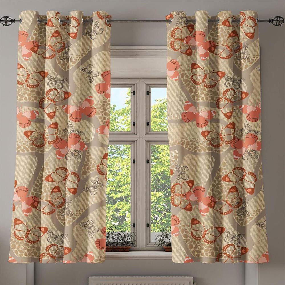 imageAmbesonne Moth Boho Grommet Curtain Neutral Chocolate Tones Wingy Animals with Cosmic Stars Moons and Stripes Print Decorative 2Panel Window Drapes for Bedroom Living Room 50quot x 72quot Sepia BeigeSalmon Pastel Brown and Tan