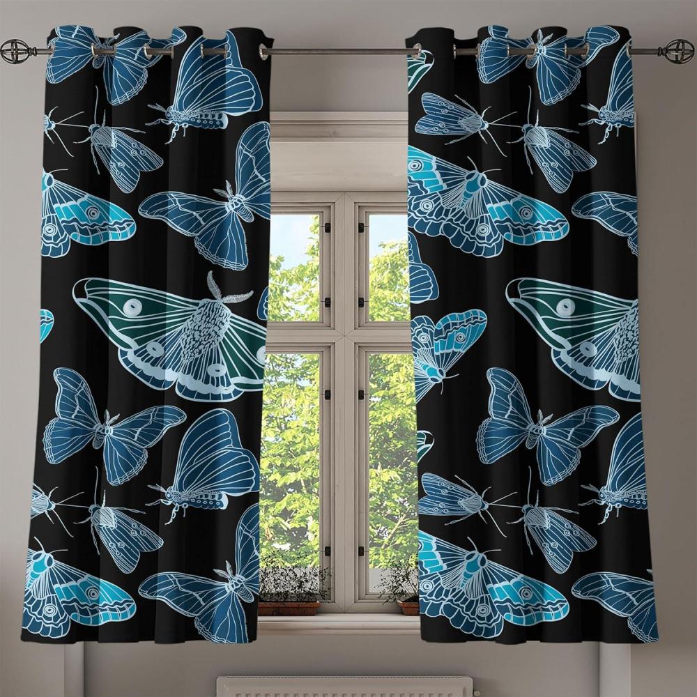 imageAmbesonne Moth Boho Grommet Curtain Neutral Chocolate Tones Wingy Animals with Cosmic Stars Moons and Stripes Print Decorative 2Panel Window Drapes for Bedroom Living Room 50quot x 72quot Sepia BeigeCharcoal Grey Sea Blue