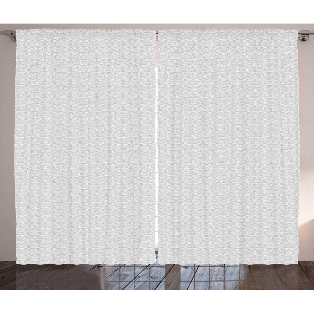 imageAmbesonne Neutral Color Curtains Geometric Contemporary Pattern with Abstract Rounds Repetition Art Living Room Bedroom Window Drapes 2 Panel Set 108quot X 108quot Pale Grey and White108W X 63L