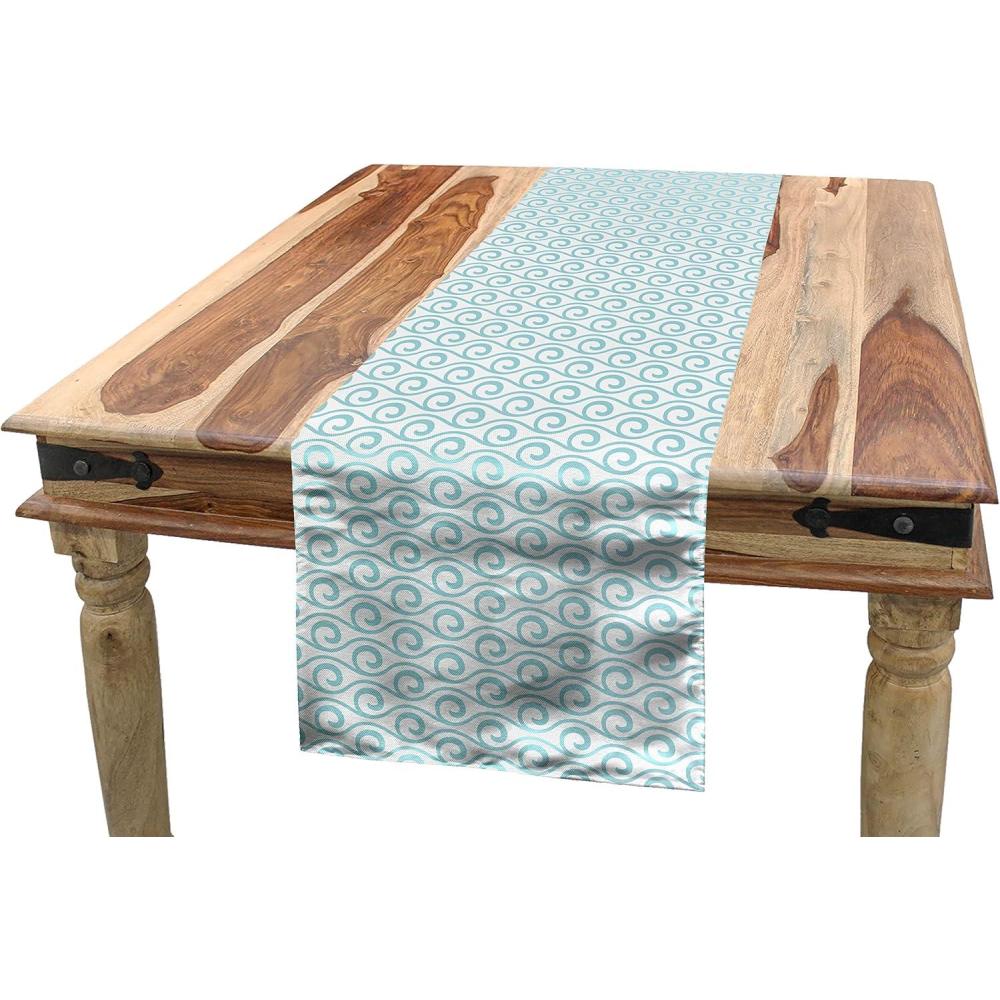 imageAmbesonne Plaid Table Runner RetroModern Style Checkered Pattern Squares and Stripes Abstract Old Fashioned Rectangle Scarf for Dining Room Kitchen Table Setting Decor 12quot X 120quot Orange WhitePale Blue White
