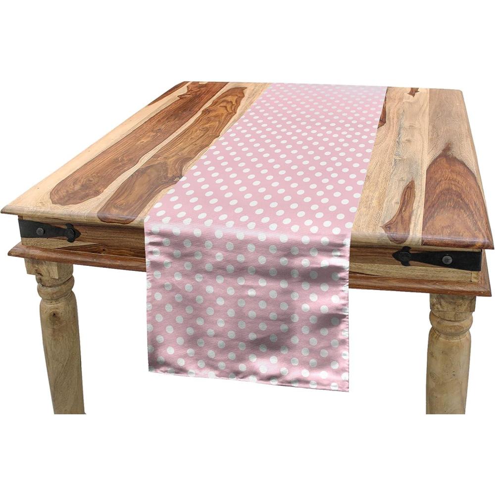 imageAmbesonne Plaid Table Runner RetroModern Style Checkered Pattern Squares and Stripes Abstract Old Fashioned Rectangle Scarf for Dining Room Kitchen Table Setting Decor 12quot X 120quot Orange WhitePale Pink White