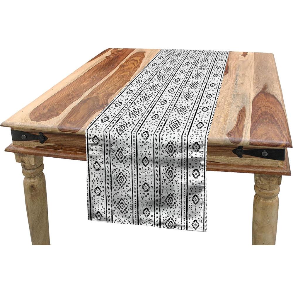 imageAmbesonne Plaid Table Runner RetroModern Style Checkered Pattern Squares and Stripes Abstract Old Fashioned Rectangle Scarf for Dining Room Kitchen Table Setting Decor 12quot X 120quot Orange WhiteBlack and White