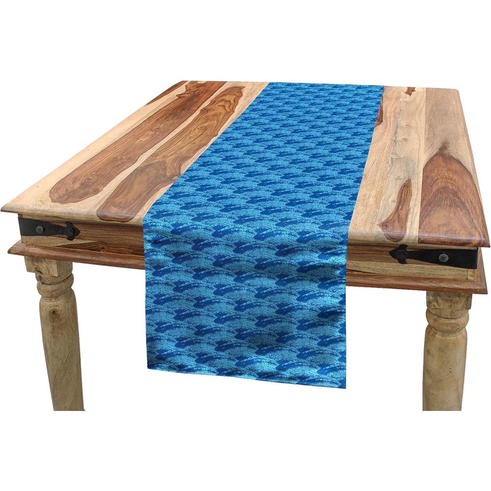 imageAmbesonne Plaid Table Runner RetroModern Style Checkered Pattern Squares and Stripes Abstract Old Fashioned Rectangle Scarf for Dining Room Kitchen Table Setting Decor 12quot X 120quot Orange WhiteBlue