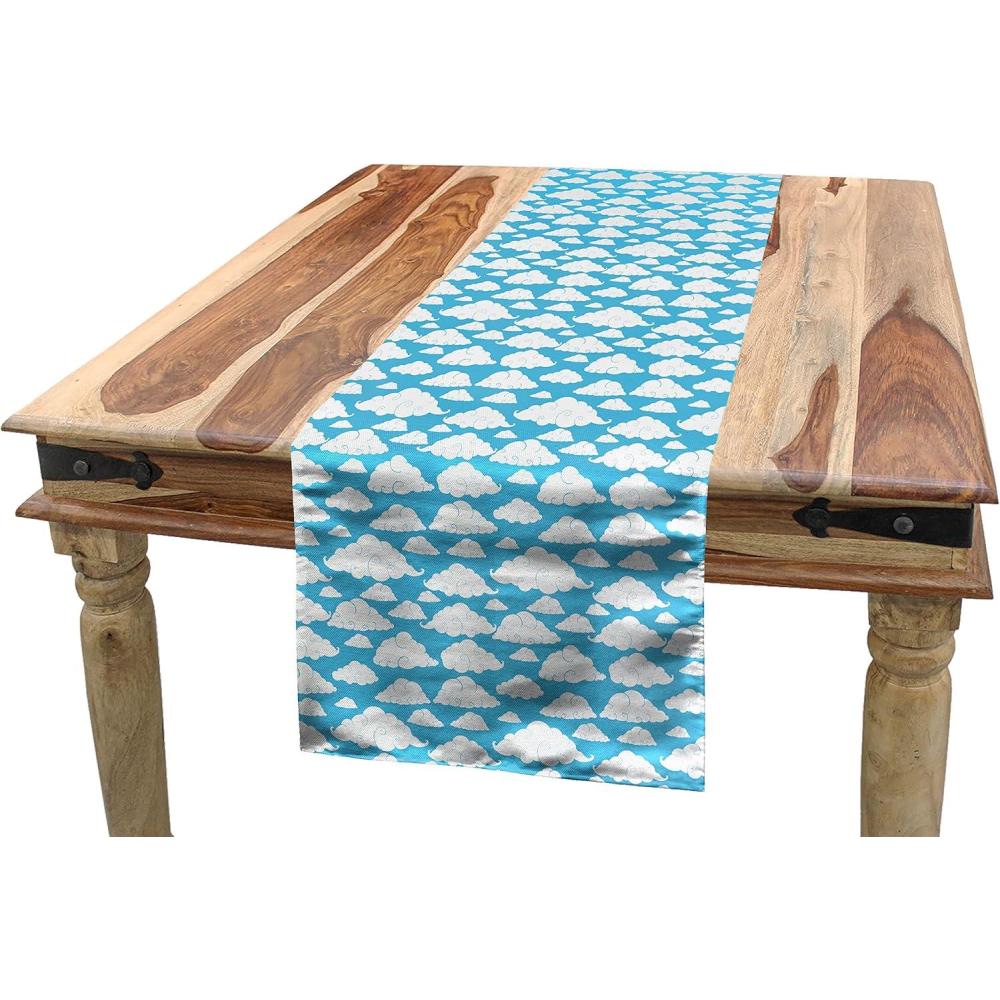 imageAmbesonne Plaid Table Runner RetroModern Style Checkered Pattern Squares and Stripes Abstract Old Fashioned Rectangle Scarf for Dining Room Kitchen Table Setting Decor 12quot X 120quot Orange WhiteSky Blue White