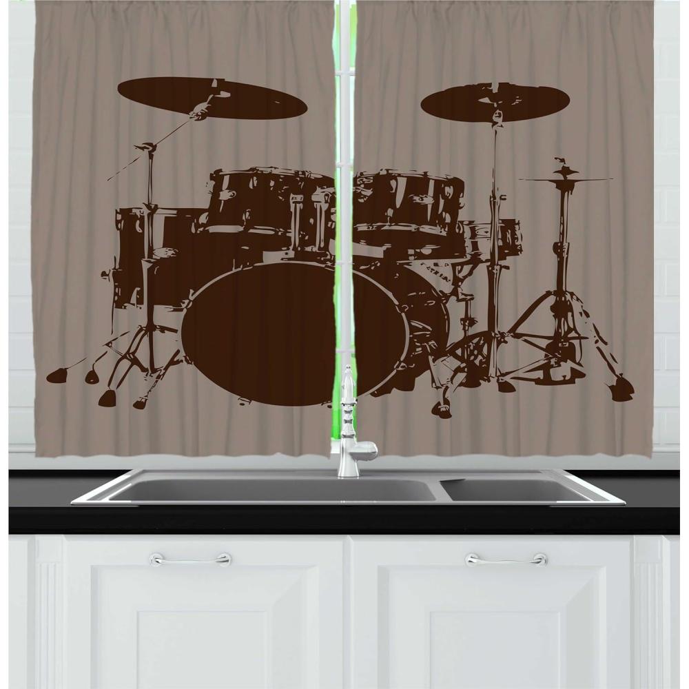 imageAmbesonne Retro Kitchen Curtains Classical Plaid Pattern Scottish Striped Tartan Traditional Graphic Illustration Window Drapes 2 Panel Set for Kitchen Cafe Decor 55quot X 39quot Vermilion BlackPale Sage Green and Green Brown