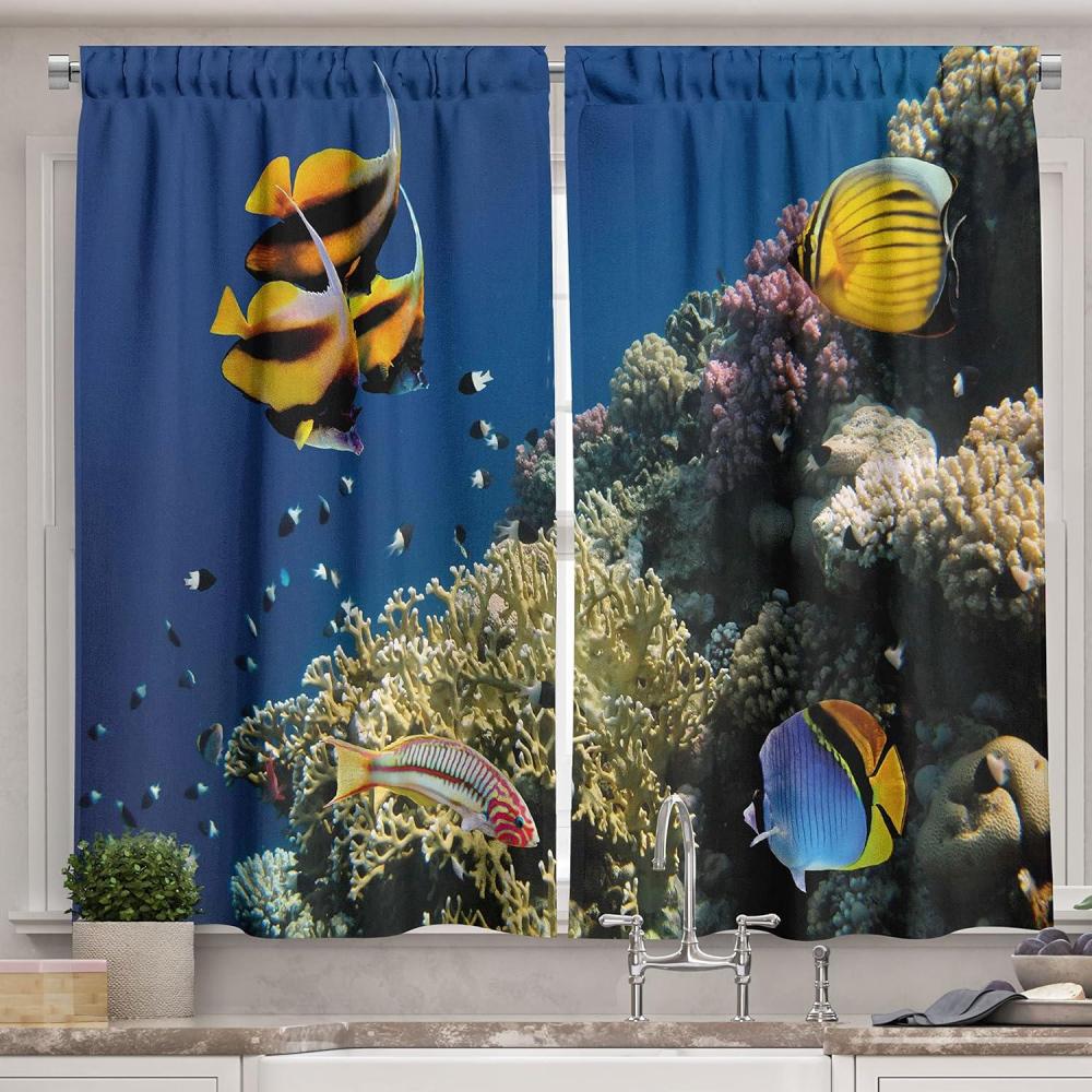 imageAmbesonne Retro Kitchen Curtains Classical Plaid Pattern Scottish Striped Tartan Traditional Graphic Illustration Window Drapes 2 Panel Set for Kitchen Cafe Decor 55quot X 39quot Vermilion BlackMustard Blue