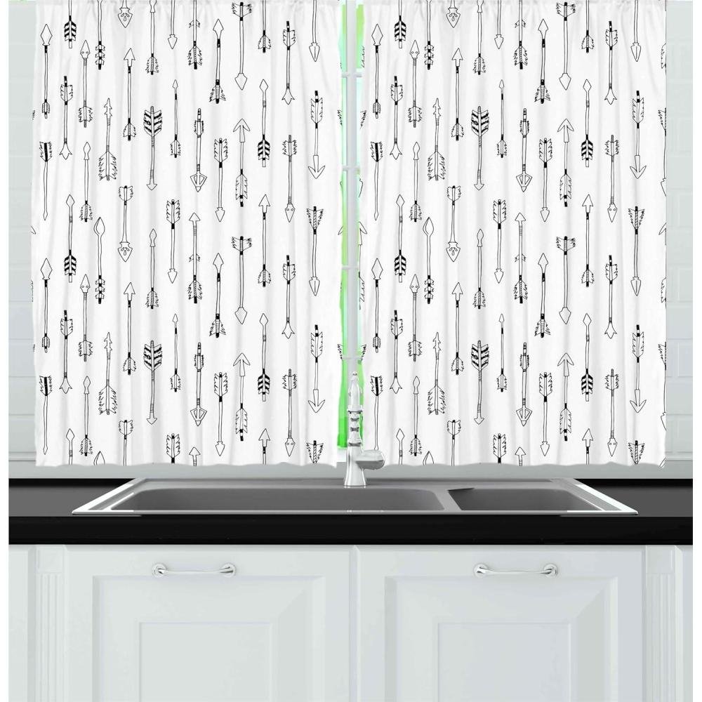 imageAmbesonne Retro Kitchen Curtains Classical Plaid Pattern Scottish Striped Tartan Traditional Graphic Illustration Window Drapes 2 Panel Set for Kitchen Cafe Decor 55quot X 39quot Vermilion BlackWhite Black