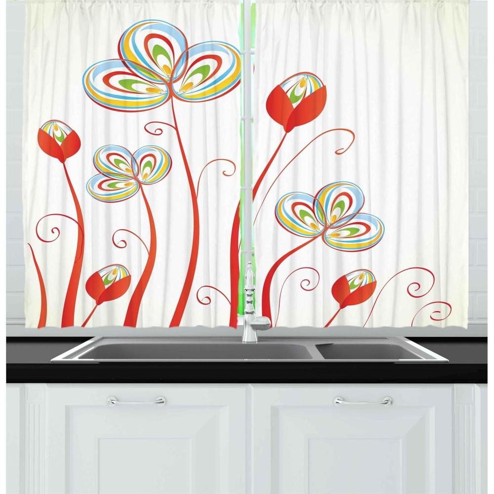 imageAmbesonne Retro Kitchen Curtains Classical Plaid Pattern Scottish Striped Tartan Traditional Graphic Illustration Window Drapes 2 Panel Set for Kitchen Cafe Decor 55quot X 39quot Vermilion BlackSky Blue