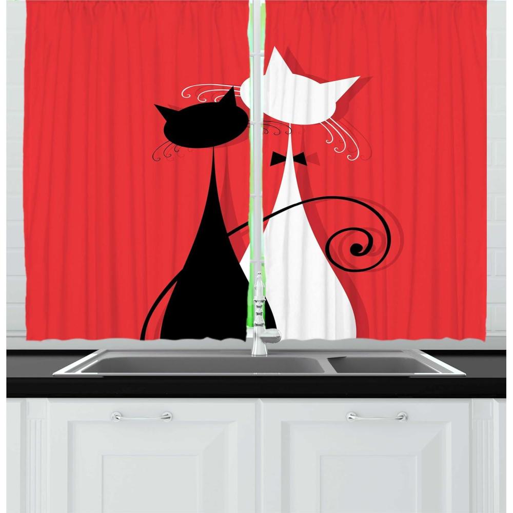 imageAmbesonne Retro Kitchen Curtains Classical Plaid Pattern Scottish Striped Tartan Traditional Graphic Illustration Window Drapes 2 Panel Set for Kitchen Cafe Decor 55quot X 39quot Vermilion BlackCoral White