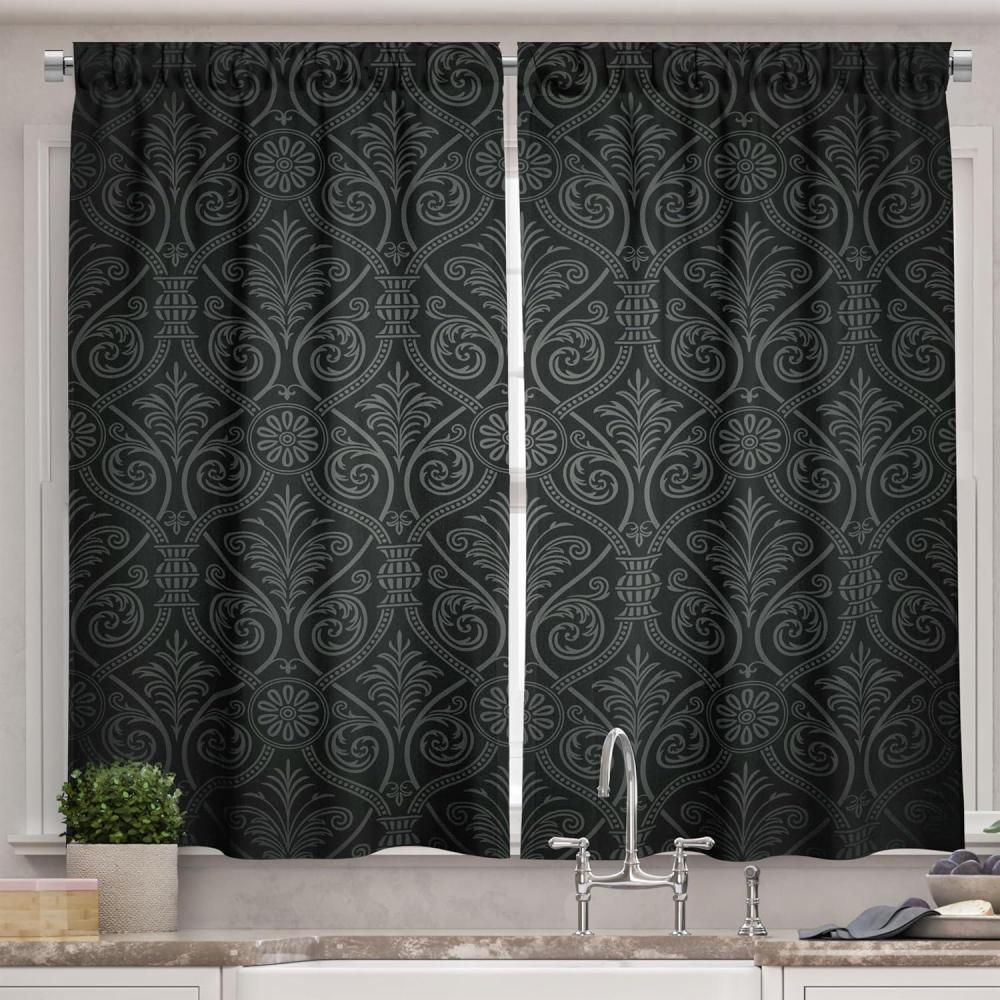 imageAmbesonne Retro Kitchen Curtains Classical Plaid Pattern Scottish Striped Tartan Traditional Graphic Illustration Window Drapes 2 Panel Set for Kitchen Cafe Decor 55quot X 39quot Vermilion BlackCharcoal Grey