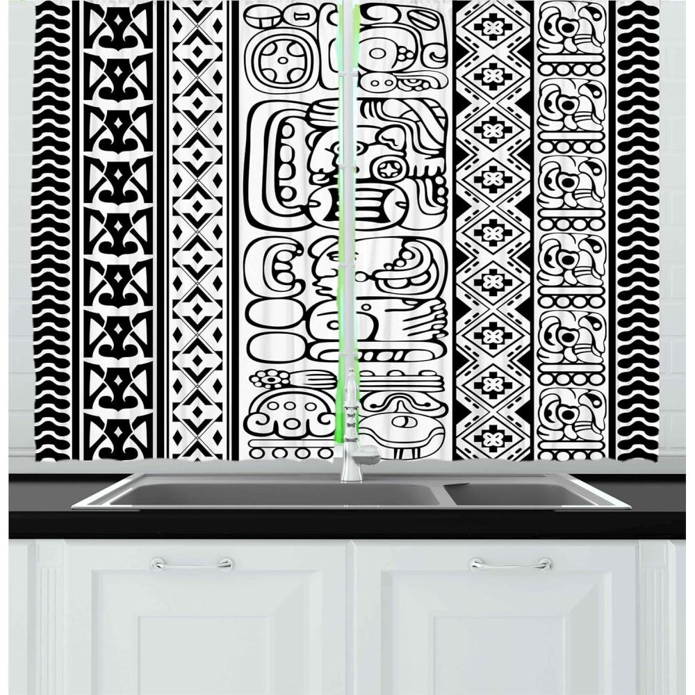 imageAmbesonne Retro Kitchen Curtains Classical Plaid Pattern Scottish Striped Tartan Traditional Graphic Illustration Window Drapes 2 Panel Set for Kitchen Cafe Decor 55quot X 39quot Vermilion BlackWhite and Black